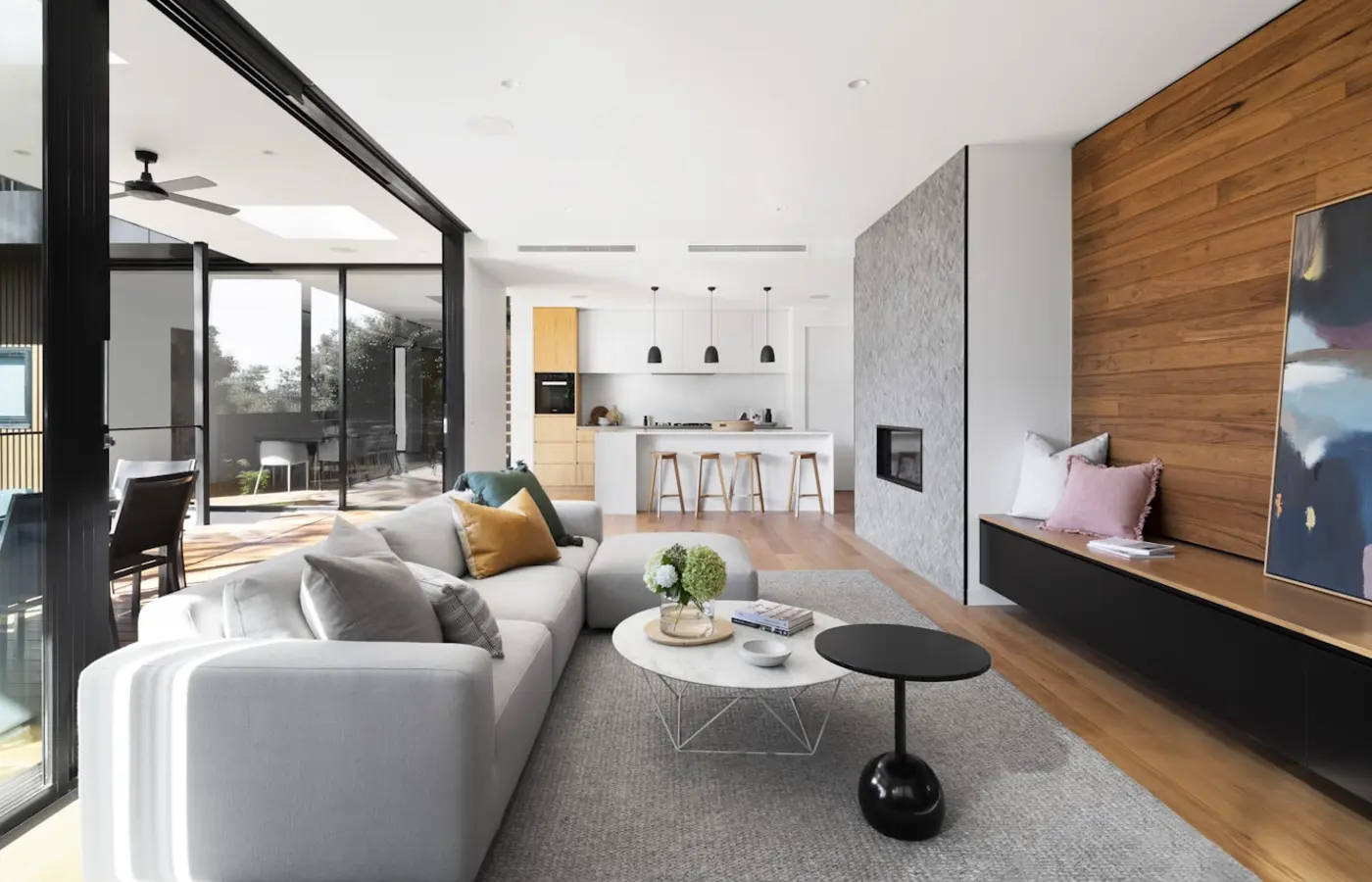 Modern residential exterior in soft afternoon light